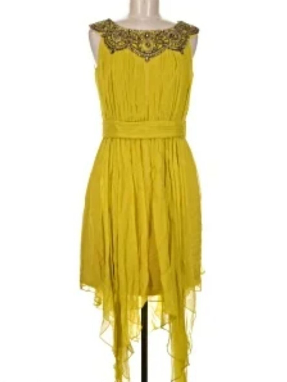 NWT BERGDORF GOODMAN MARCHESA NOTTE YELLOW COCKTAIL SILK DRESS SZ 10 $695